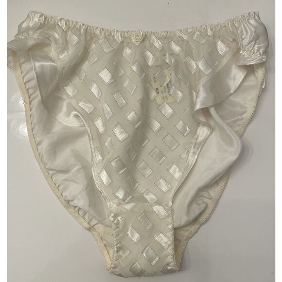 Vintage Victorias Secret Sheer Satin High Cut Panties Size Medium NWT Flower